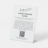 Honeymoon Fund QR Code Digital Wedding Registry Reclamebord Met Voetstuk (Voorkant)
