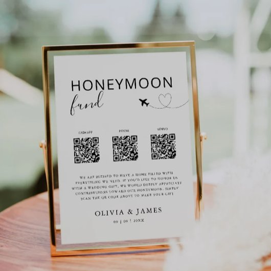 Honeymoon Fund QR Code Sign, Huwelijksreis In Kaart