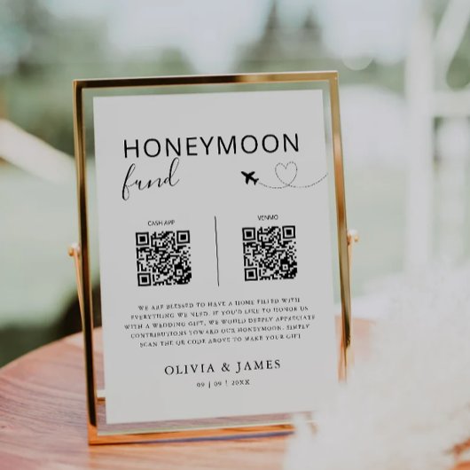 Honeymoon Fund QR Code Sign, Huwelijksreis In Kaart