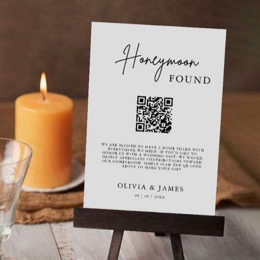 Honeymoon Fund QR Code Sign, Huwelijksreis Kaart