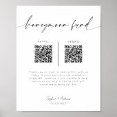 Honeymoon Fund QR Code Sign | Minimalistische brui Poster (Voorkant)