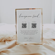 Honeymoon Fund QR Code Sign | Minimalistische brui