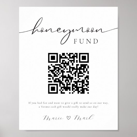 Honeymoon Fund QR Code Sign Poster (Voorkant)