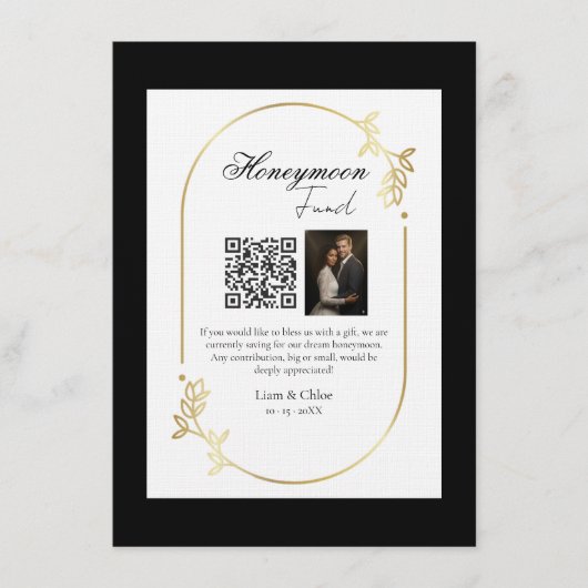 Honeymoon Fund QR Code Sign Wedding Honeymoon Kaart (Voorkant)