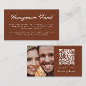 Honeymoon Fund QR Code Trouwregister Rust Brown Informatiekaartje (Voorkant / Achterkant)