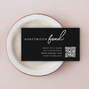Honeymoon Fund QR Code Wedding Wishing Well Black Informatiekaartje