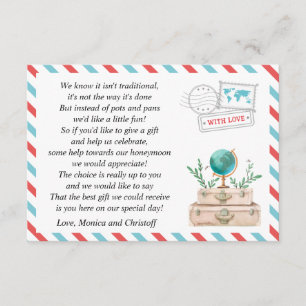 Honeymoon Fund Request World Travel Wedding Shower Informatiekaartje