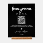 Honeymoon Fund Sign, QR Code Honeymoon Wish Black Acryl Bord (Voorkant)