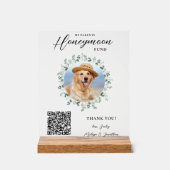 Honeymoon Fund Venmo QR Code Dog Photo Pet Wedding Acryl Bord (Voorkant)