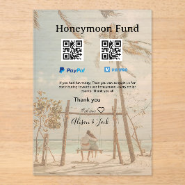 Honeymoon fund venomo paypal donation Q R couple Acryl Uitnodigingen
