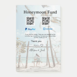 Honeymoon fund venomo paypal donation Q R couple Post-it® Notes
