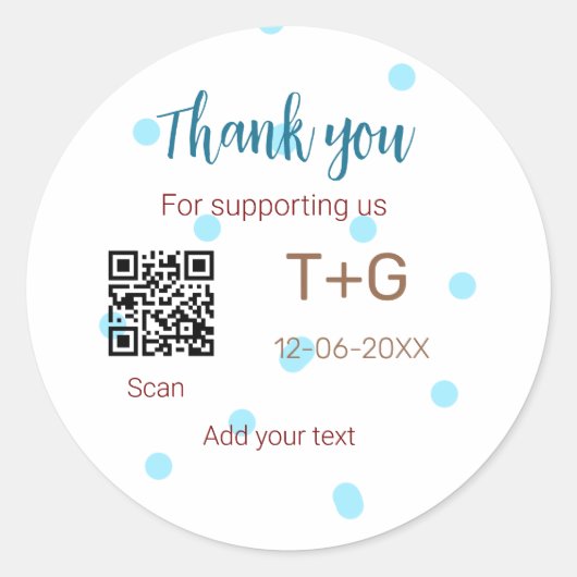 Honeymoon fund Voeg Q R code paar naam bruiloft Ronde Sticker (Voorkant)