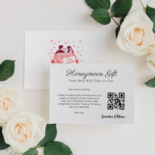 Honeymoon Fund Wedding Registry Gift QR Code Informatiekaartje