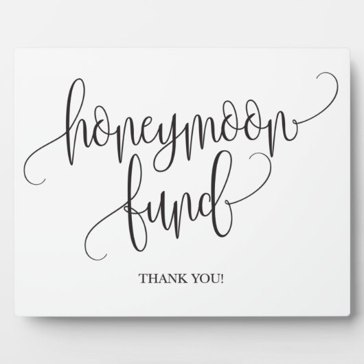 Honeymoon Fund Wedding Sign. Fotoplaat (Voorkant)