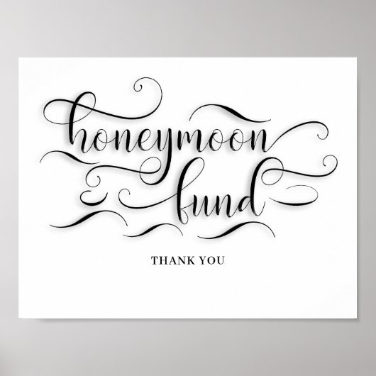 Honeymoon Fund Wedding Sign. Poster (Voorkant)