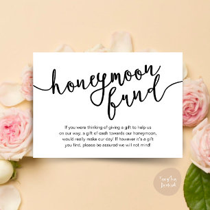 Honeymoon Fund Wish Cash, moderne rustieke bruilof Informatiekaartje