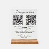 Honeymoon Fund With 2 QR Code Acryl Bord (Voorkant)