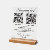 Honeymoon Fund With 2 QR Code Acryl Bord (Hoek)