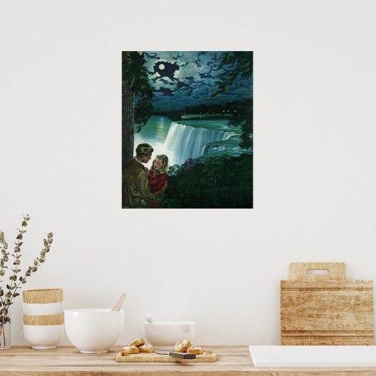 Honeymoon Love, Passen getrouwd op Niagara Herfst Poster (Keuken)