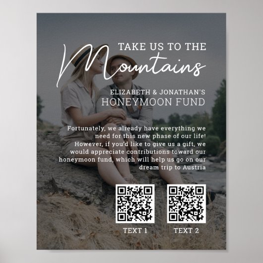 Honeymoon maakt moderne geldqr-codefoto poster (Voorkant)