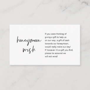 Honeymoon Wish and Fund, modern script Informatiekaartje