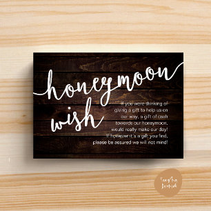 Honeymoon Wish Cash Fonds, een opmerking over cade Informatiekaartje