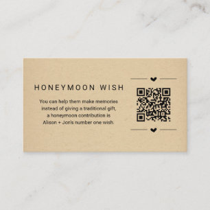 Honeymoon Wish/Fund Kaart w QR Code Insert