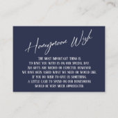 Honeymoon Wish Modern Handschrift Navy Blue Informatiekaartje (Voorkant)