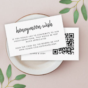 Honeymoon Wish   QR Code Weddenschap White Informatiekaartje