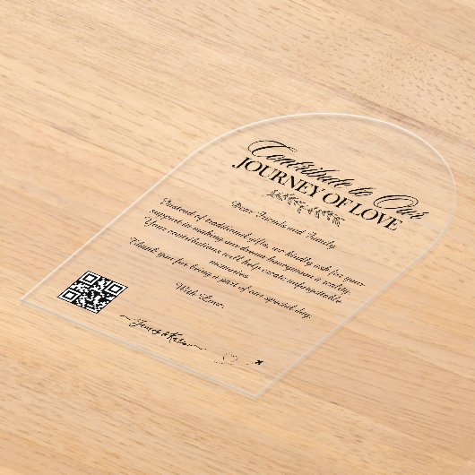 Honeymoon Wish Registry QR Code Huwelijkscadeau Acryl Uitnodigingen (Laagn)