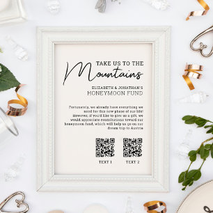 Honeymoonfonds moderne cash qr-code poster