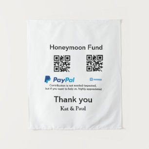 Honeymoonfonds PayPal Venmo QR-code bedankt Wandkleed