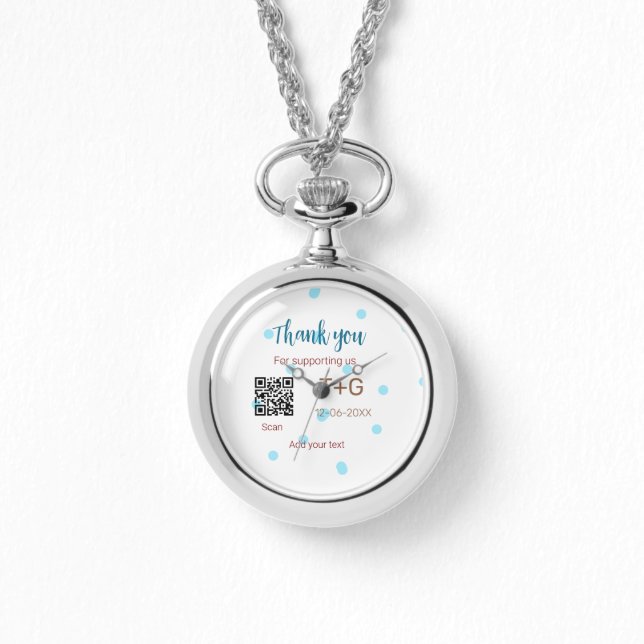 Honeymoonfonds QR-code koppel naam bruiloft Horloge (Voorkant)