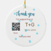 Honeymoonfonds QR-code koppel naam bruiloft Keramisch Ornament (Achterkant)