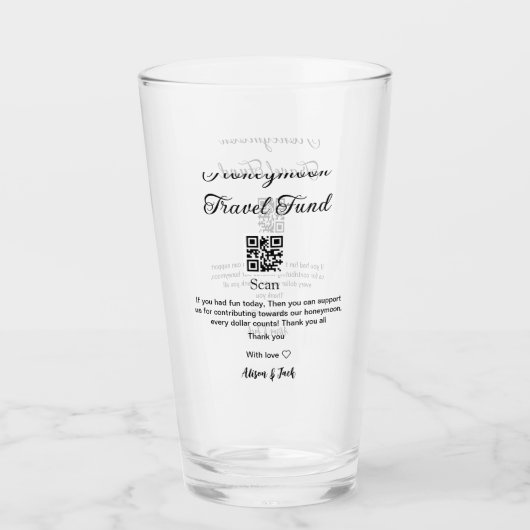 Honeymoonfonds scan QR-code naam toevoegen Glas (Voorkant)
