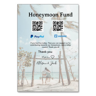 Honeymoonfonds venmo paypal donatie Q R koppel Kaart