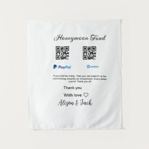 Honeymoonfonds venmo paypal donatie Q R koppel Wandkleed