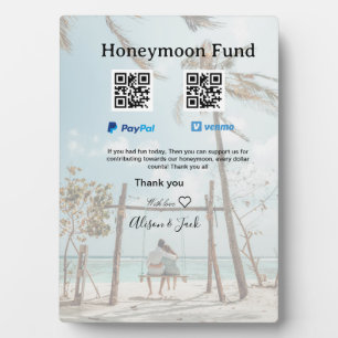 Honeymoonfonds venmo paypal donatie Q R stel Fotoplaat