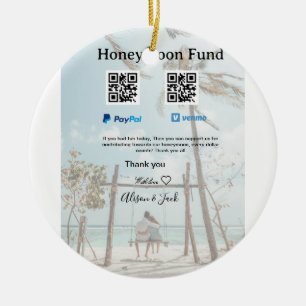 Honeymoonfonds venmo paypal donatie Q R stel Keramisch Ornament