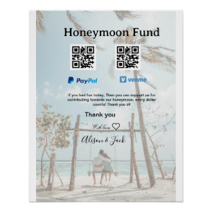 Honeymoonfonds venmo paypal donatie Q R stel Perfect Poster