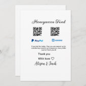 Honeymoonfonds venomo paypal donatie Q R koppel Kaart (Voorkant / Achterkant)