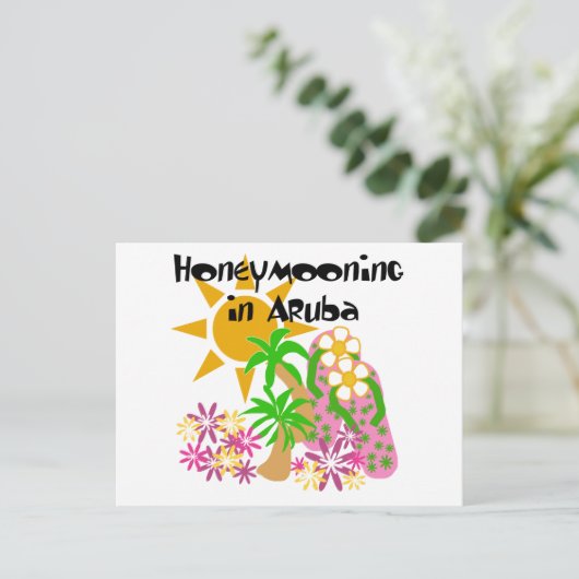 Honeymooning in Aruba Briefkaart (Staand voorkant)