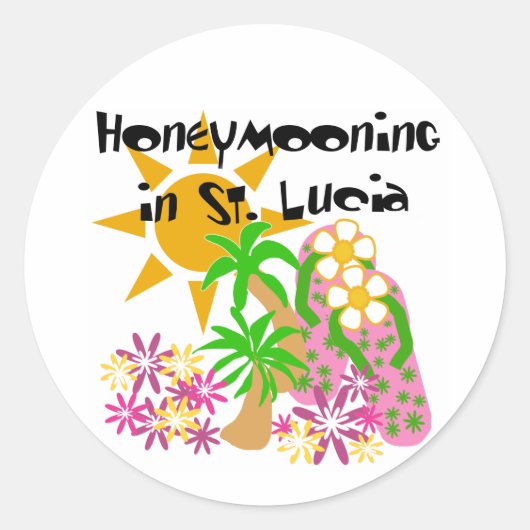Honeymooning in Saint Lucia Ronde Sticker (Voorkant)