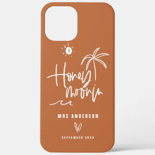 Honeymooning palm bruiloft cadeaustrand Hoesje-Mat iPhone 12 Pro Max Hoesje