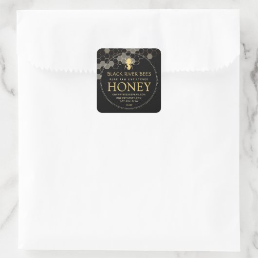 Honeypeb & Bee Raw Honey Étiquette Noir (Sac)