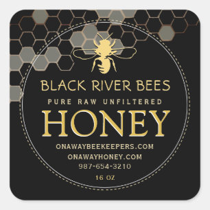 Honeypeb & Bee Raw Honey Étiquette Noir