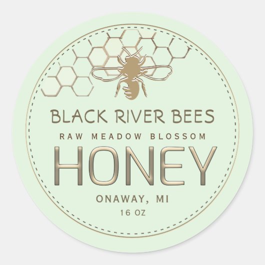 Honeypeb & Bee Raw Honey Étiquette Pale Green (Devant)