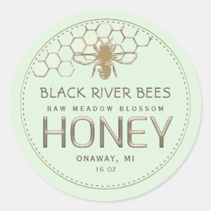 Honeypeb & Bee Raw Honey Étiquette Pale Green