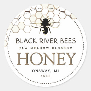 Honeypeb & Bee Raw Miel Étiquette Blanc