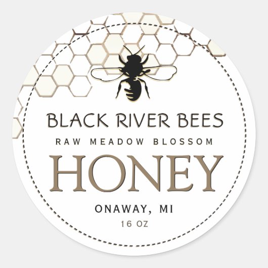 Honeypeb & Bee Raw Miel Étiquette Blanc (Devant)